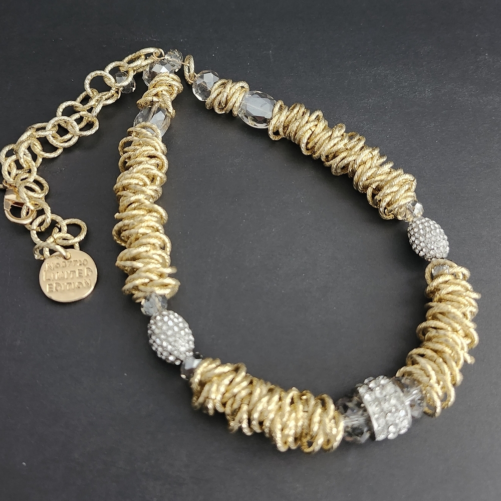 Limited Edition, Legend by Shelley Gold tone & Silver Rhinestone Necklace